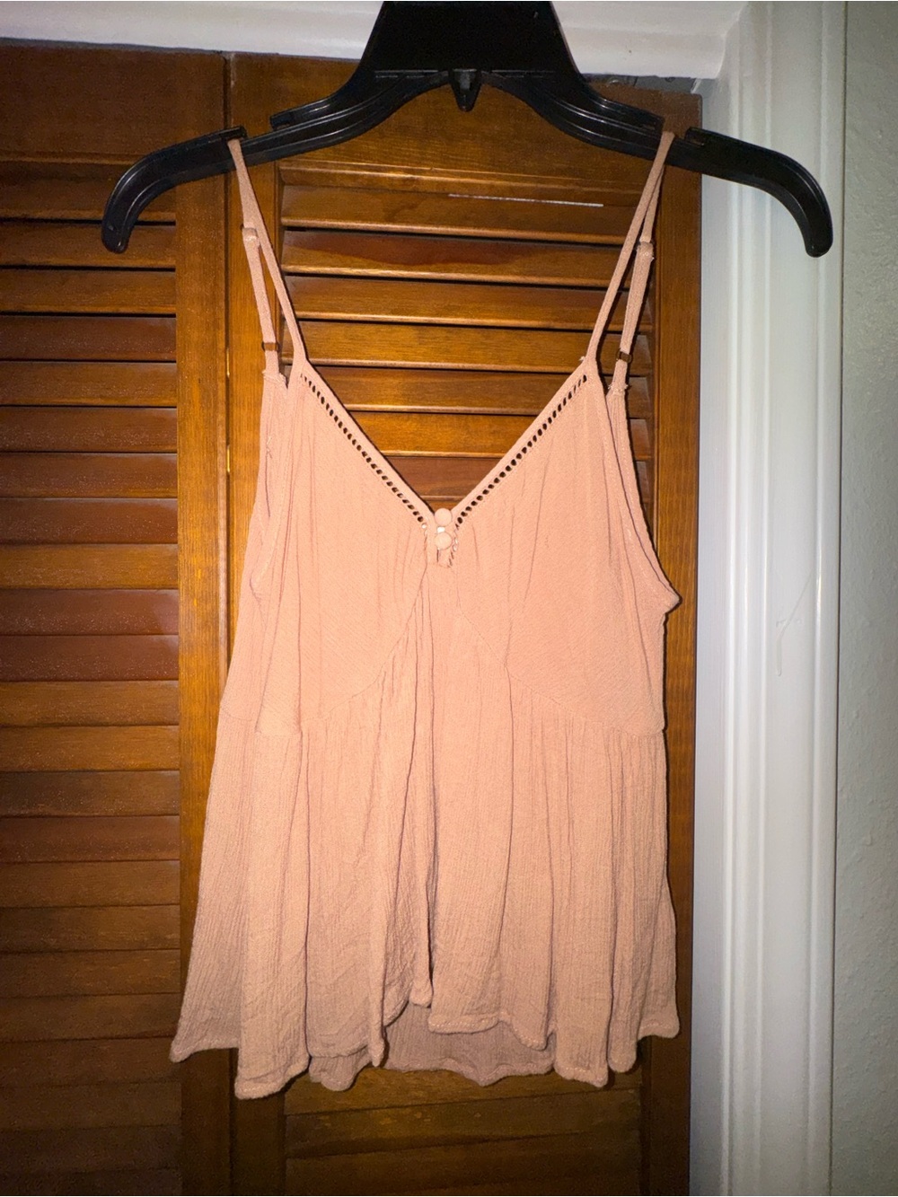 Sleeveless Peach V-Neck Textured Camisole Tank
